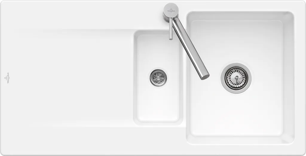 Villeroy & Boch flächenbündiges Küchenspülbecken „Siluet“ 60 R flat 980 × 490 × 220 mm in Ivory