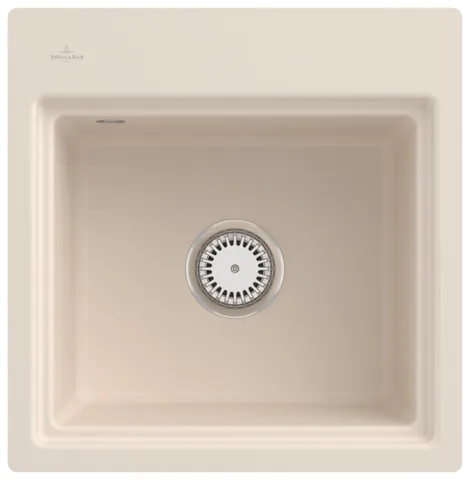 Villeroy & Boch flächenbündiges Küchenspülbecken „Subway Style“ 50 S flat 500 × 510 × 220 mm, für Becken rechts in Ivory