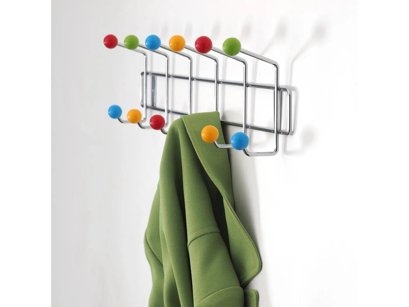 GARDEROBENLEISTE Colour Ball 12 Haken, bunte Kugeln Silber