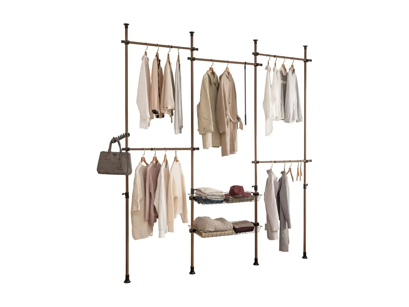 Teleskop Garderoben System KLS04-N 311 x 285 x 27 cm Natur