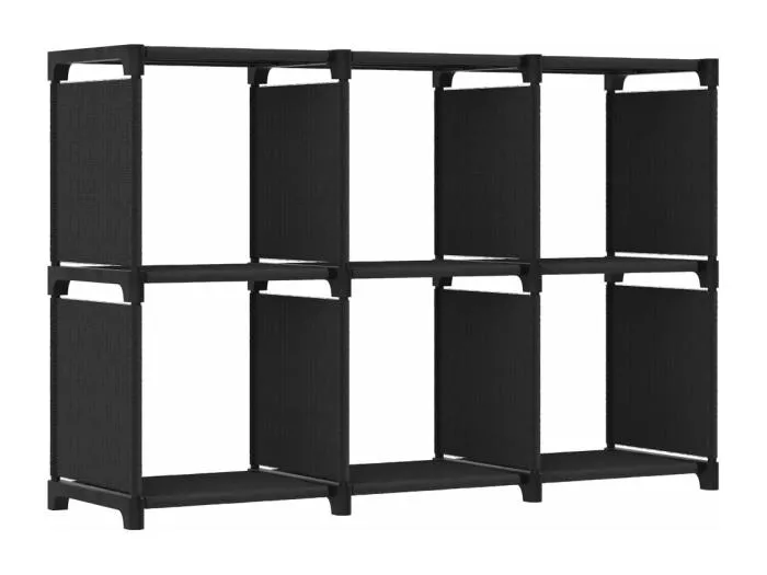 Würfel-Regal 6 Fächer Schwarz 103x30x72,5 cm Stoff