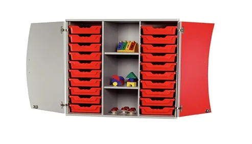 Aufsatzschrank mit Wellentüren und 20 ErgoTray Boxen